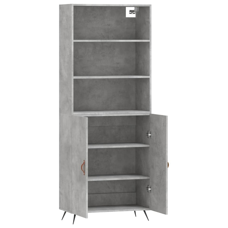 Highboard Betongrau 69,5x34x180 cm Holzwerkstoff