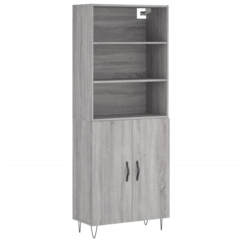 Highboard Grau Sonoma 69,5x34x180 cm Holzwerkstoff