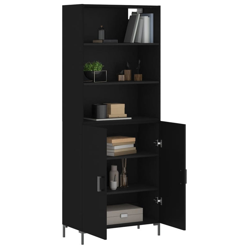 Highboard Schwarz 69,5x34x180 cm Holzwerkstoff