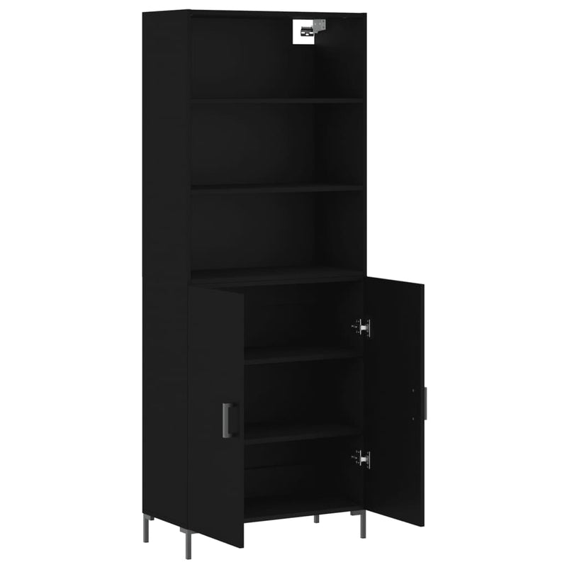 Highboard Schwarz 69,5x34x180 cm Holzwerkstoff