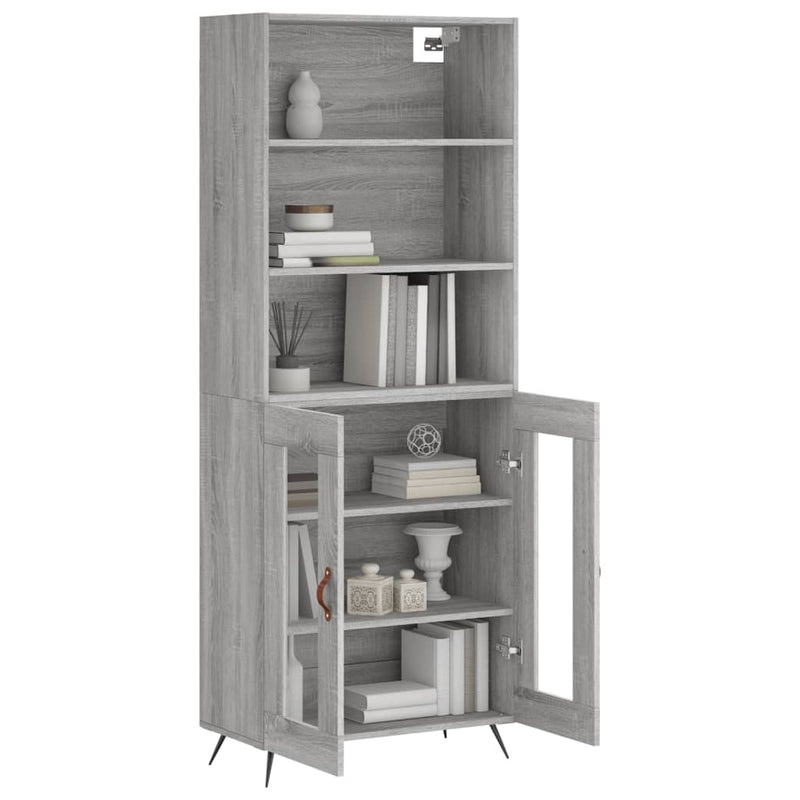 Highboard Grau Sonoma 69,5x34x180 cm Holzwerkstoff