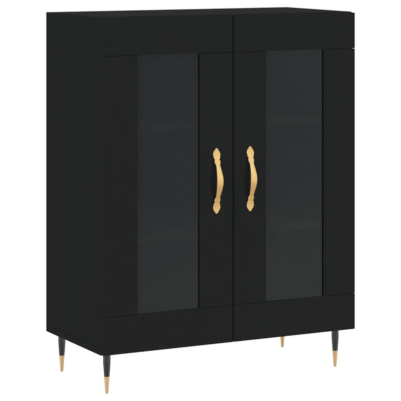 Highboard Schwarz 69,5x34x180 cm Holzwerkstoff