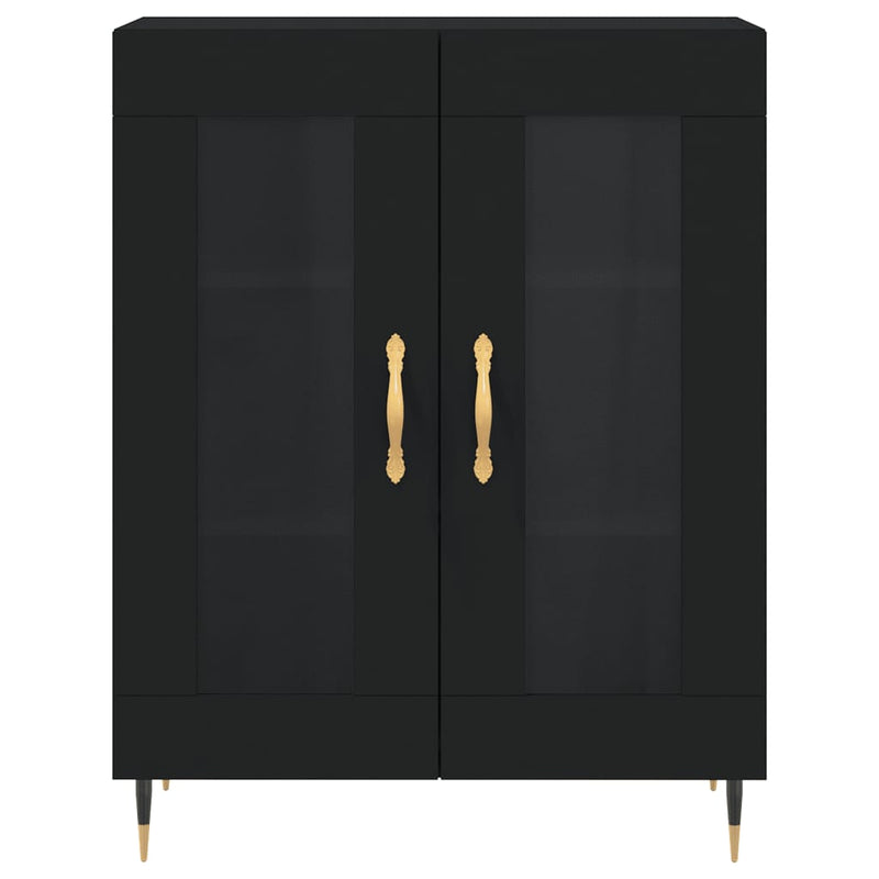 Highboard Schwarz 69,5x34x180 cm Holzwerkstoff