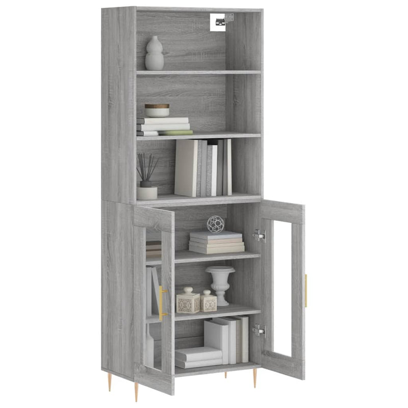 Highboard Grau Sonoma 69,5x34x180 cm Holzwerkstoff