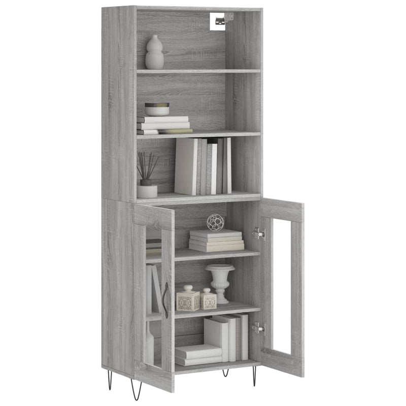 Highboard Grau Sonoma 69,5x34x180 cm Holzwerkstoff