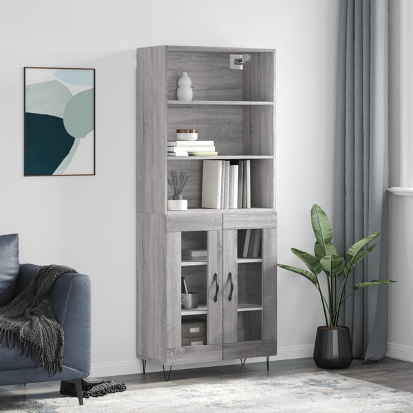 Highboard Grau Sonoma 69,5x34x180 cm Holzwerkstoff