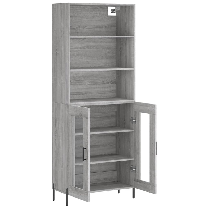 Highboard Grau Sonoma 69,5x34x180 cm Holzwerkstoff