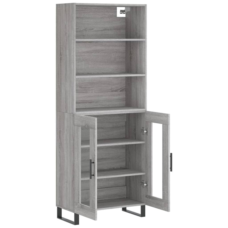 Highboard Grau Sonoma 69,5x34x180 cm Holzwerkstoff