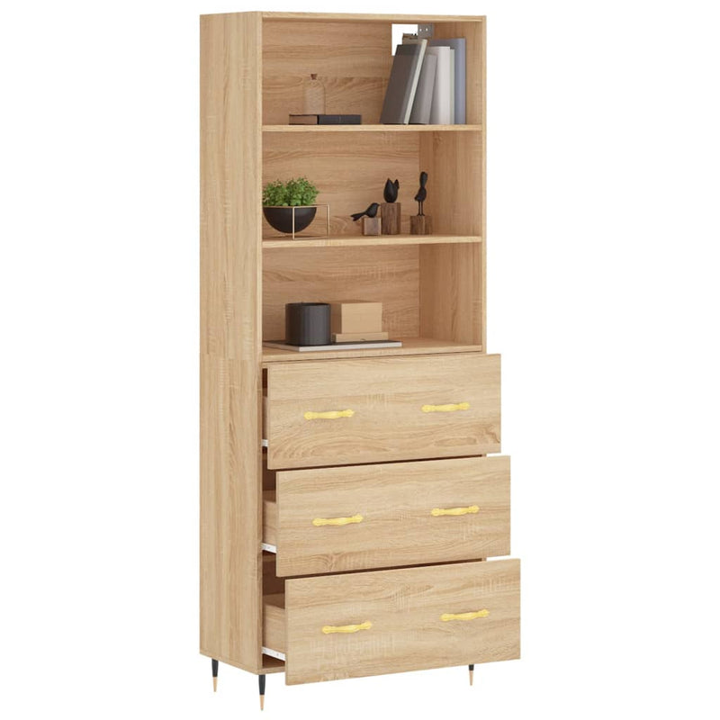 Highboard Sonoma-Eiche 69,5x34x180 cm Holzwerkstoff