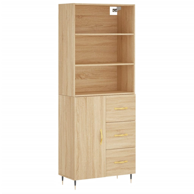 Highboard Sonoma-Eiche 69,5x34x180 cm Holzwerkstoff