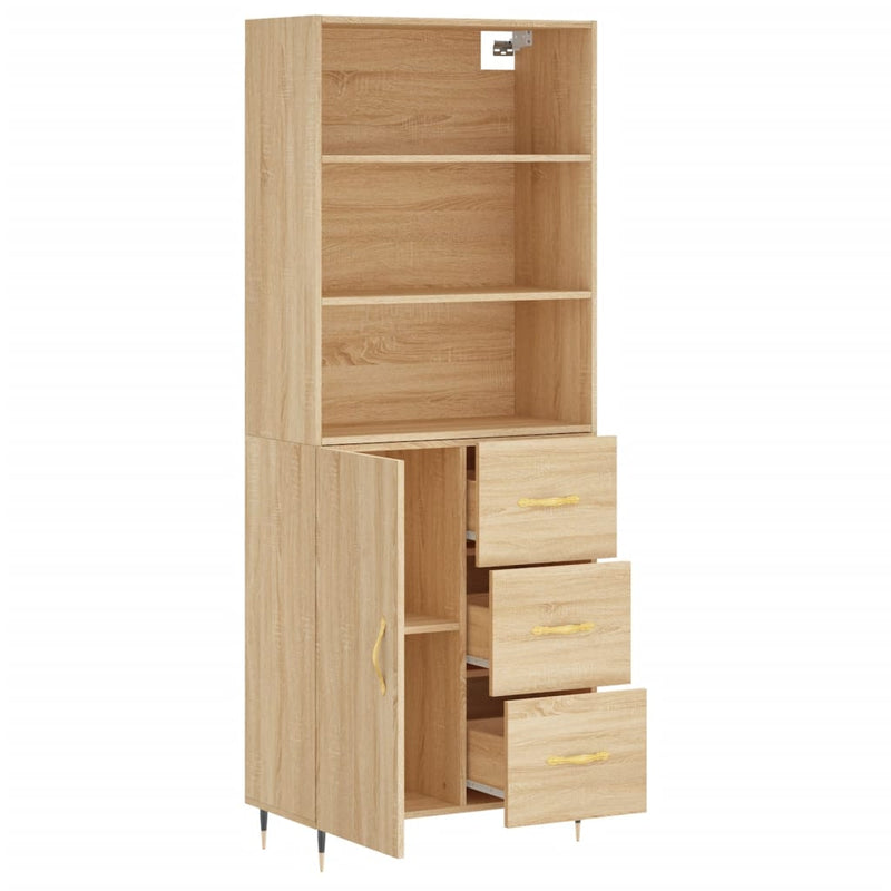 Highboard Sonoma-Eiche 69,5x34x180 cm Holzwerkstoff