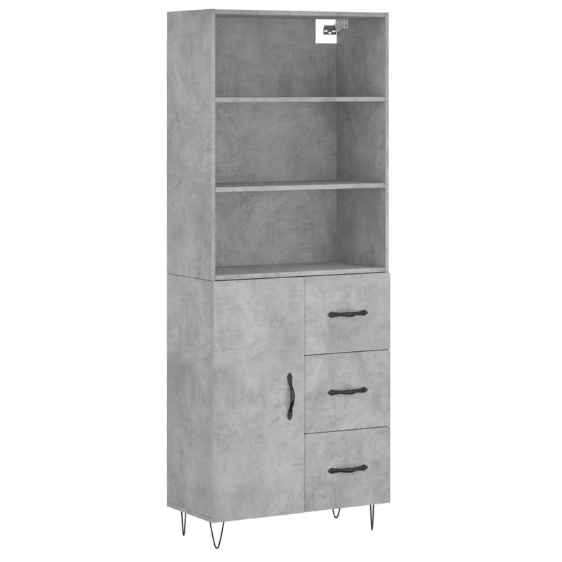 Highboard Betongrau 69,5x34x180 cm Holzwerkstoff