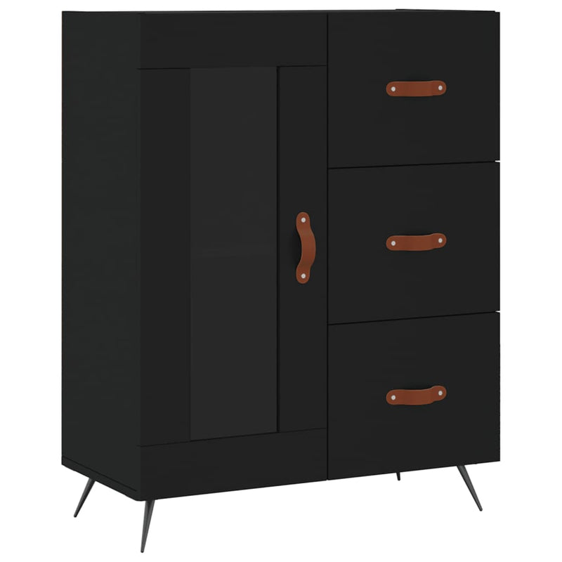 Highboard Schwarz 69,5x34x180 cm Holzwerkstoff