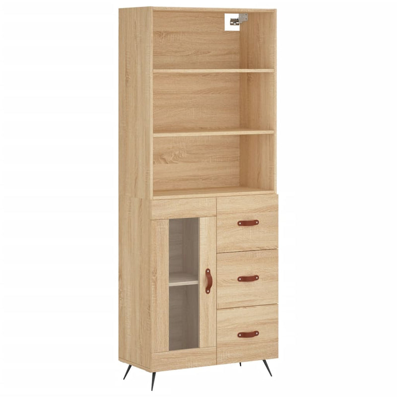 Highboard Sonoma-Eiche 69,5x34x180 cm Holzwerkstoff