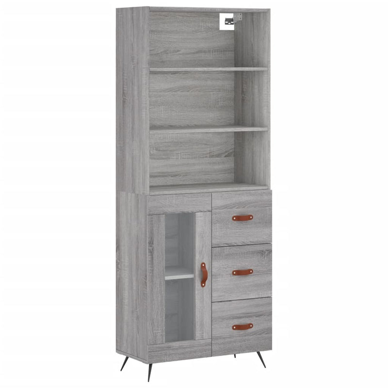 Highboard Grau Sonoma 69,5x34x180 cm Holzwerkstoff