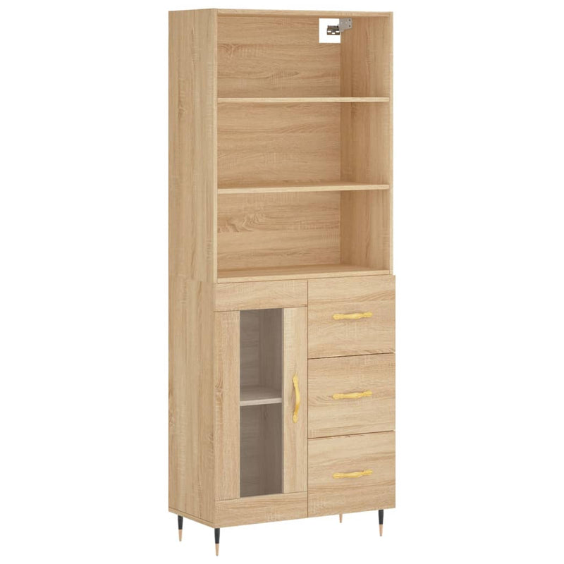 Highboard Sonoma-Eiche 69,5x34x180 cm Holzwerkstoff