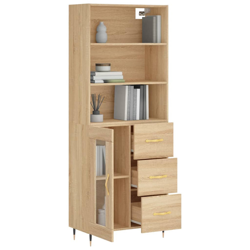 Highboard Sonoma-Eiche 69,5x34x180 cm Holzwerkstoff