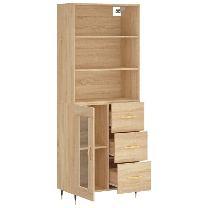 Highboard Sonoma-Eiche 69,5x34x180 cm Holzwerkstoff