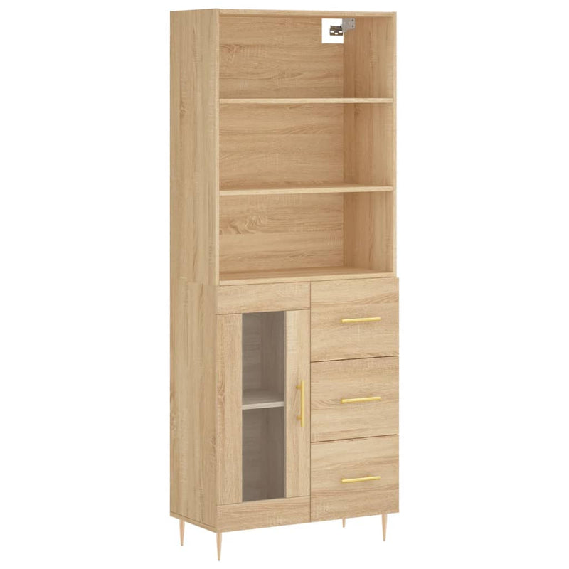 Highboard Sonoma-Eiche 69,5x34x180 cm Holzwerkstoff