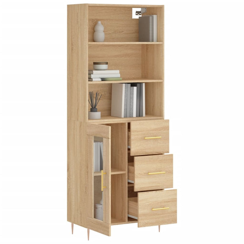 Highboard Sonoma-Eiche 69,5x34x180 cm Holzwerkstoff