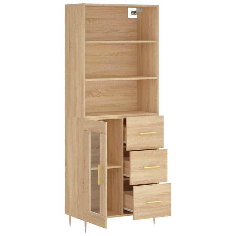 Highboard Sonoma-Eiche 69,5x34x180 cm Holzwerkstoff