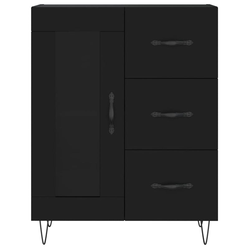 Highboard Schwarz 69,5x34x180 cm Holzwerkstoff