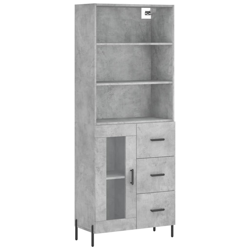 Highboard Betongrau 69,5x34x180 cm Holzwerkstoff