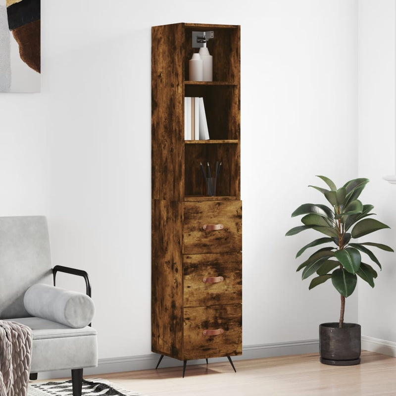 Highboard Räuchereiche 34,5x34x180 cm Holzwerkstoff