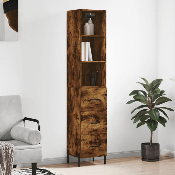 Highboard Räuchereiche 34,5x34x180 cm Holzwerkstoff