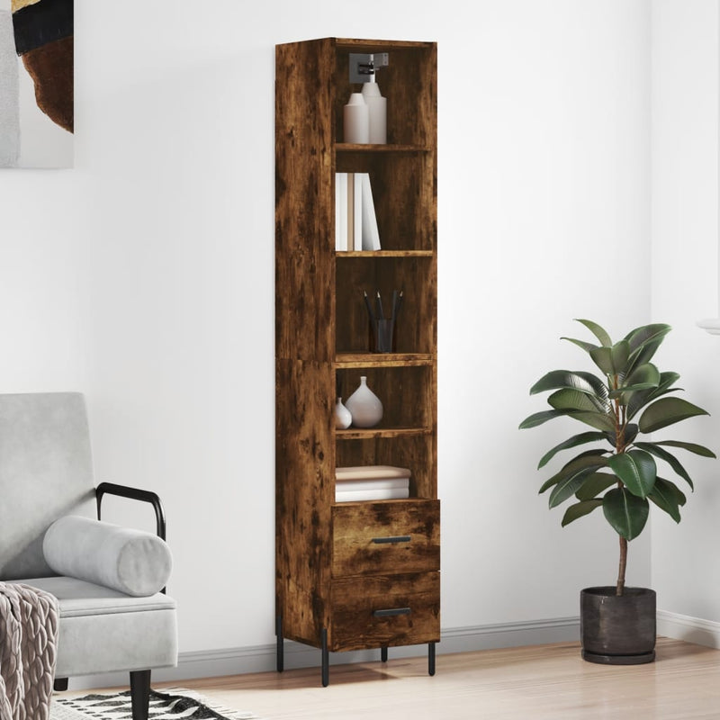 Highboard Räuchereiche 34,5x34x180 cm Holzwerkstoff