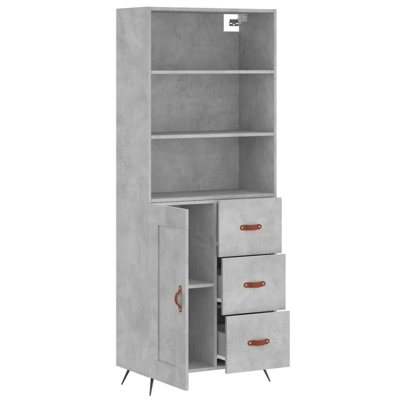 Highboard Betongrau 69,5x34x180 cm Holzwerkstoff