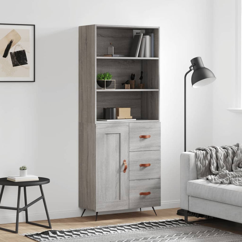 Highboard Grau Sonoma 69,5x34x180 cm Holzwerkstoff