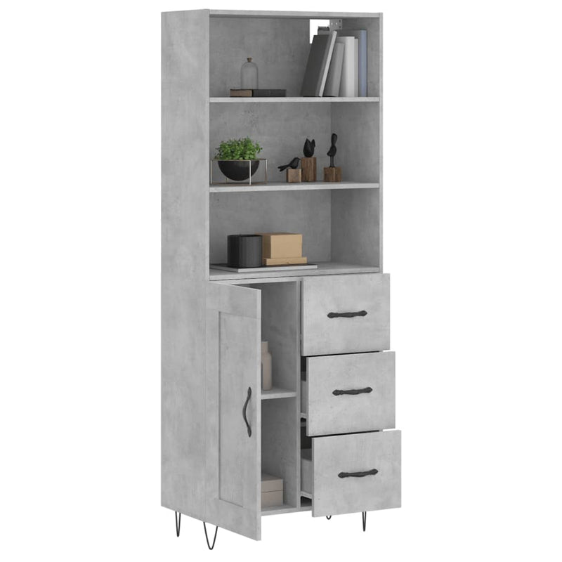 Highboard Betongrau 69,5x34x180 cm Holzwerkstoff