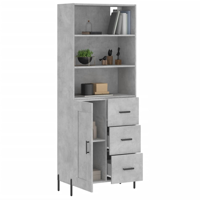 Highboard Betongrau 69,5x34x180 cm Holzwerkstoff