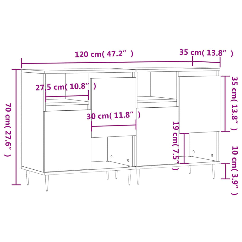 Sideboards 2 Stk. Räuchereiche Holzwerkstoff