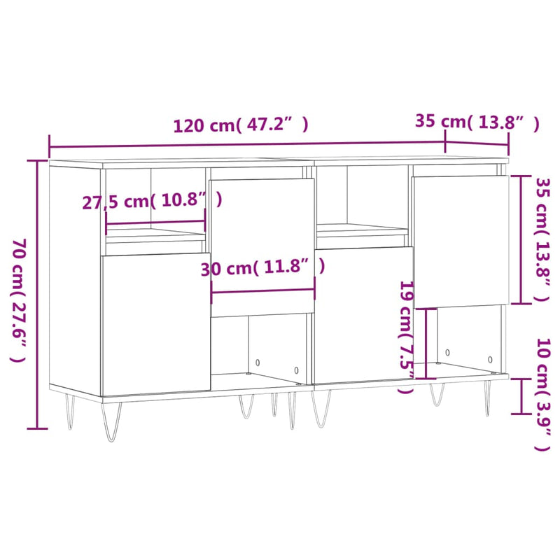 Sideboards 2 Stk. Weiß Holzwerkstoff