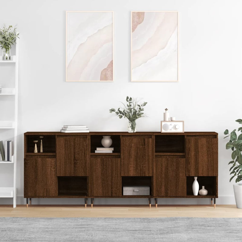 Sideboards 3 Stk. Braun Eichen-Optik Holzwerkstoff