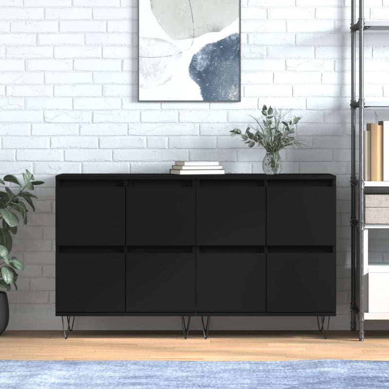 Sideboards 2 Stk. Schwarz Holzwerkstoff