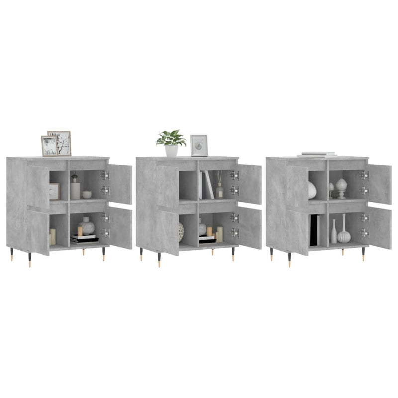 Sideboards 3 Stk. Betongrau Holzwerkstoff