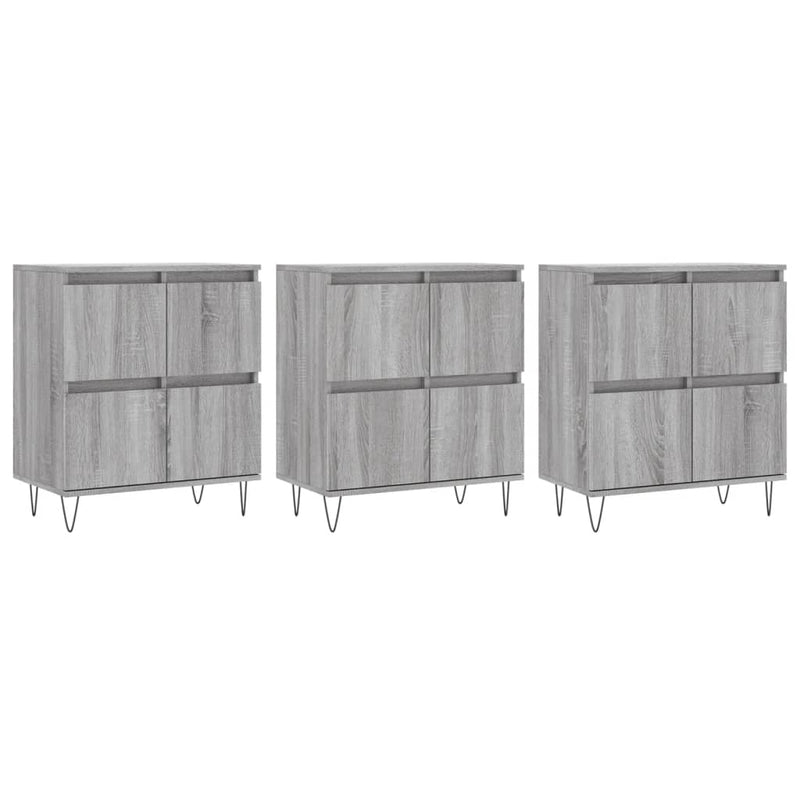 Sideboards 3 Stk. Grau Sonoma Holzwerkstoff