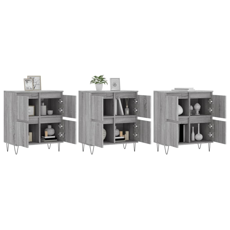 Sideboards 3 Stk. Grau Sonoma Holzwerkstoff