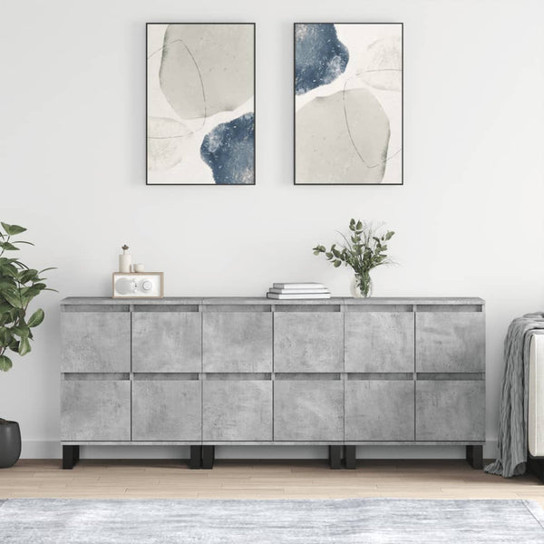 Sideboards 3 Stk. Betongrau Holzwerkstoff