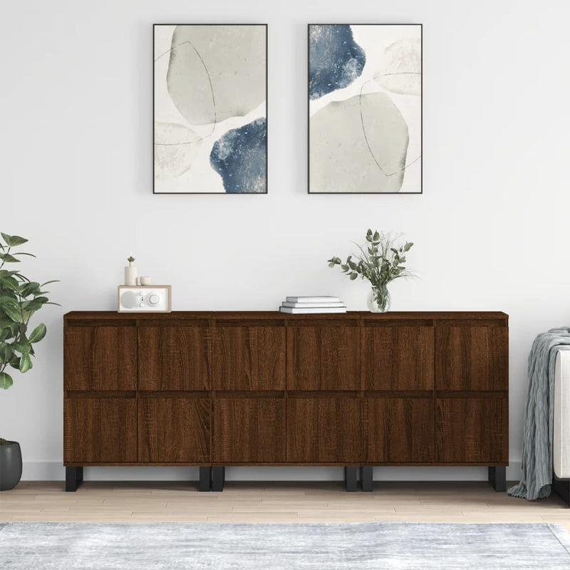 Sideboards 3 Stk. Braun Eichen-Optik Holzwerkstoff