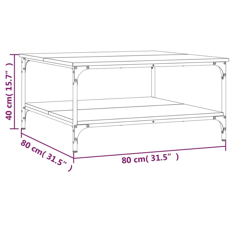 Couchtisch Sonoma-Eiche 80x80x40 cm Holzwerkstoff