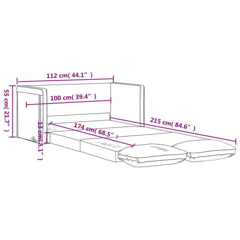 Bodensofa mit Schlaffunktion Weinrot 112x174x55 cm Stoff