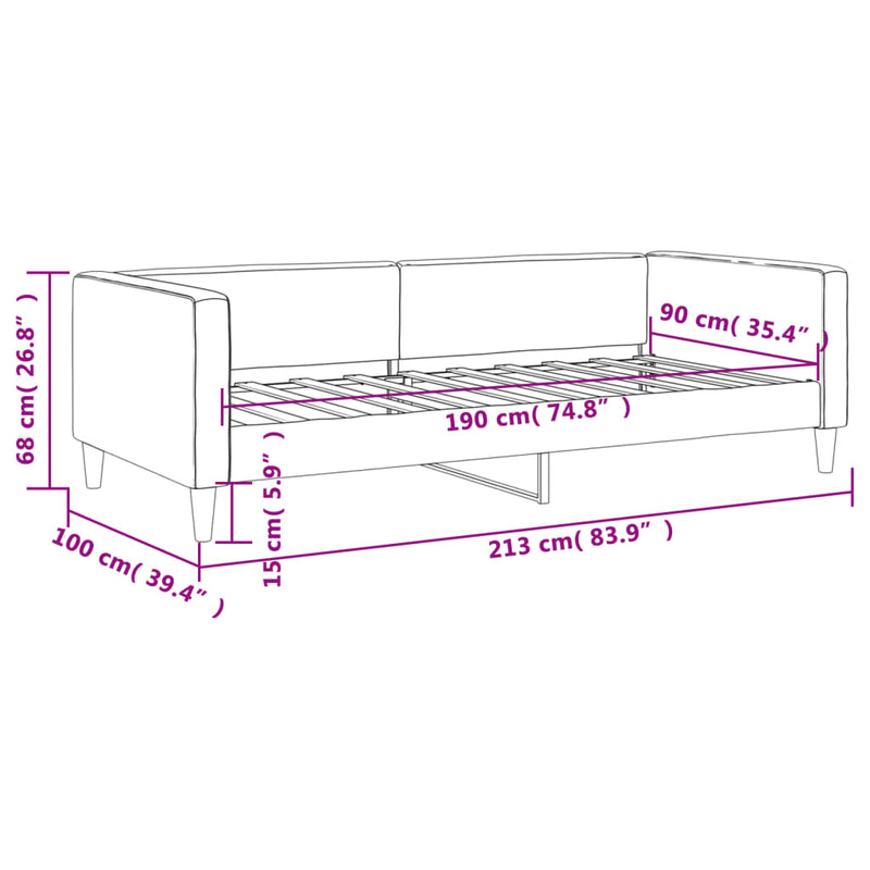 Tagesbett Hellgrau 90x190 cm Stoff