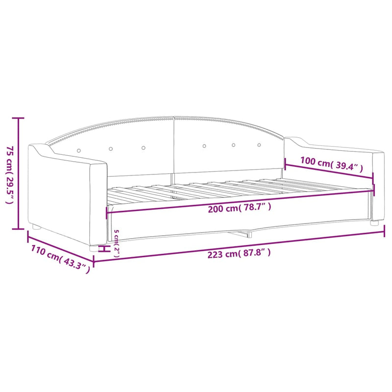 Tagesbett Taupe 100x200 cm Stoff