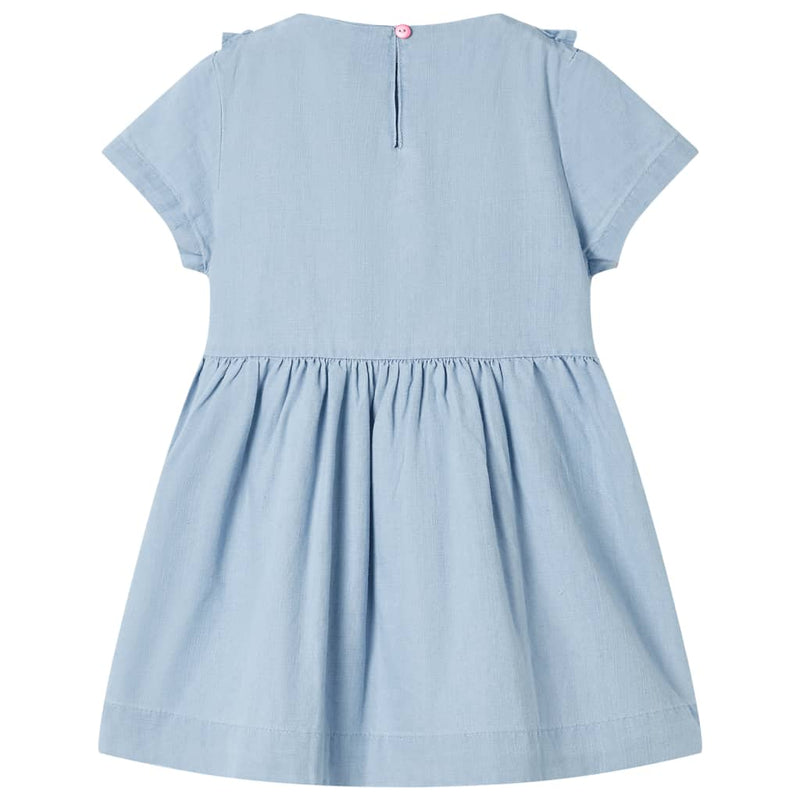 Kinderkleid mit Rüschen Hellblau 104