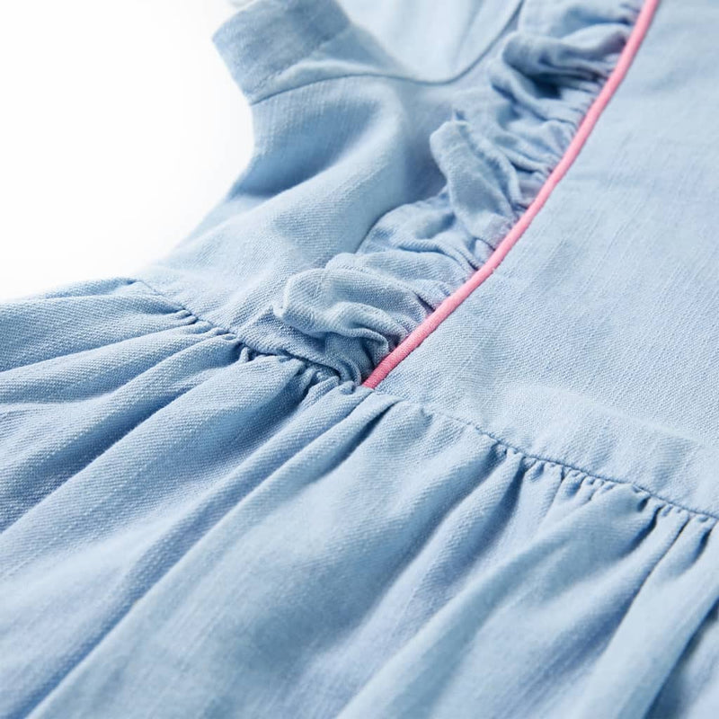 Kinderkleid mit Rüschen Hellblau 104