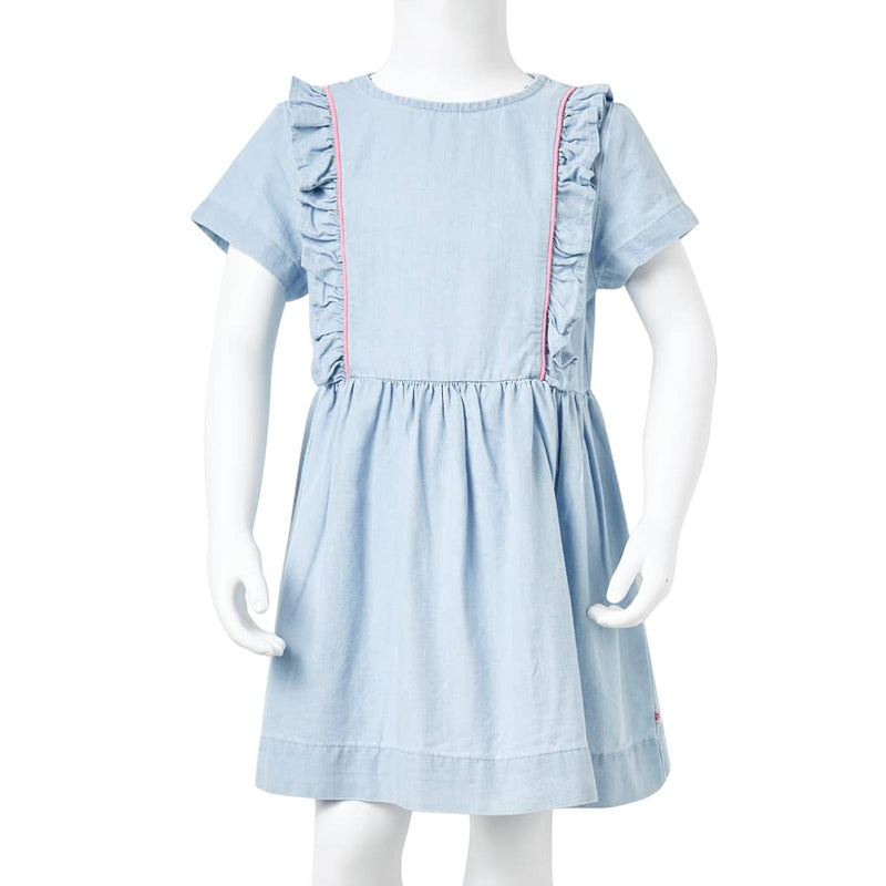 Kinderkleid mit Rüschen Hellblau 104